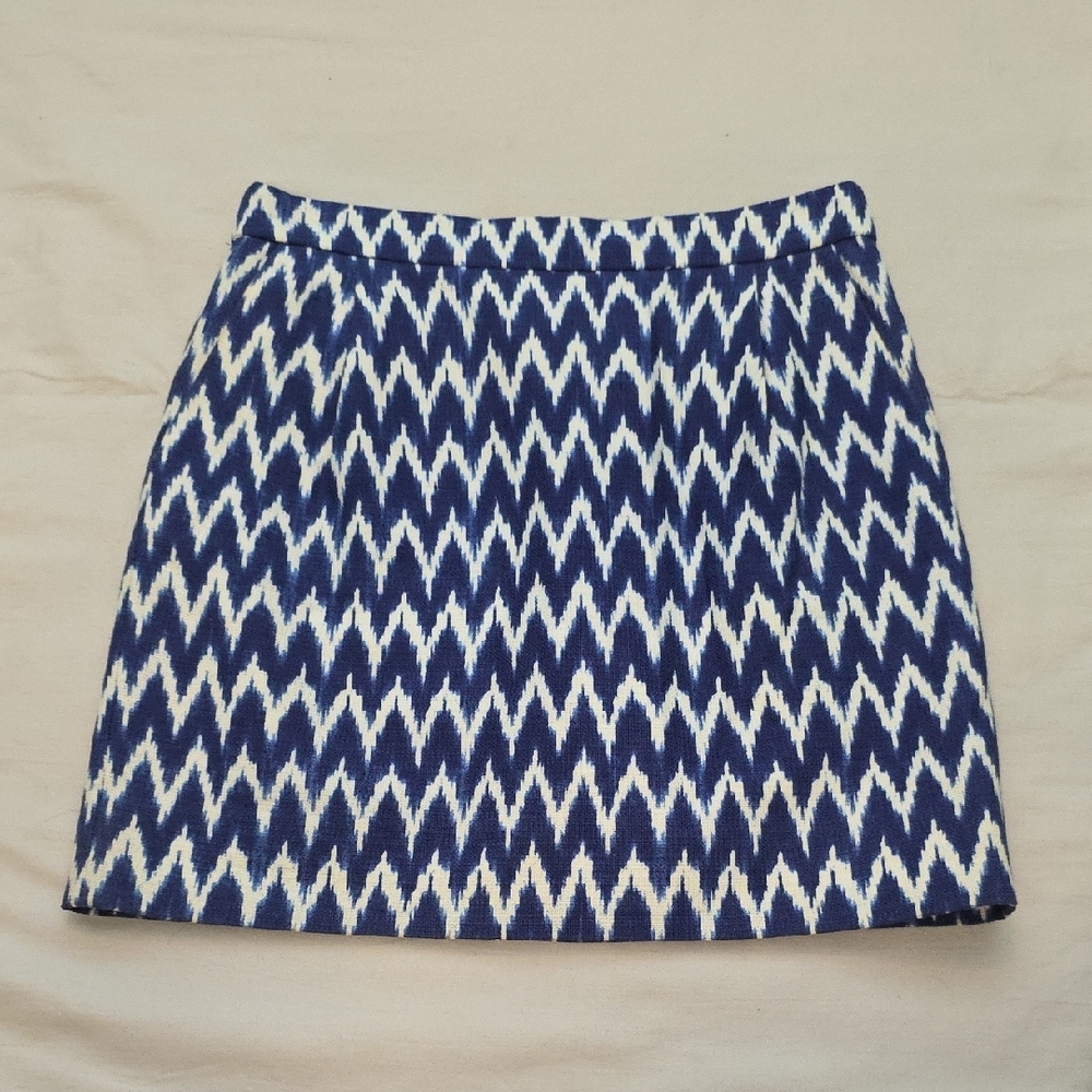 J. Crew Navy Zigzag Patterned Skirt